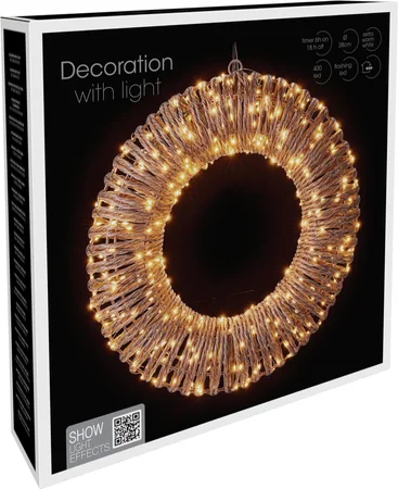 Kerstverlichting Kerstkrans Rotan 400 LED Ø38cm