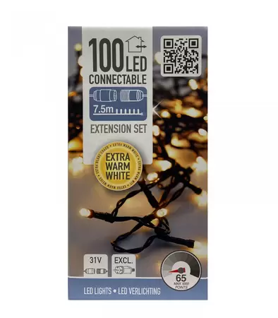 Koppelbare Kerstverlichting Uitbreidingsset 100 LED 7,5m