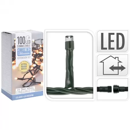 Koppelbare Kerstverlichting Uitbreidingsset 100 LED 7,5m