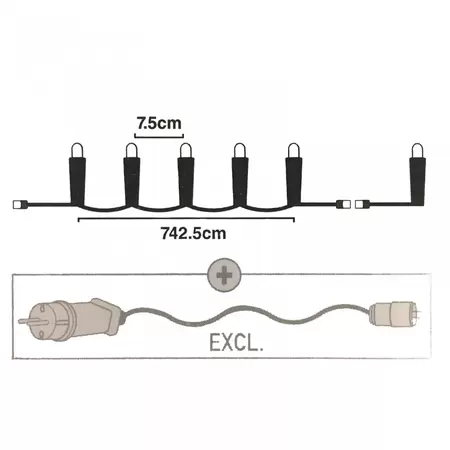 Koppelbare Kerstverlichting Uitbreidingsset 100 LED 7,5m