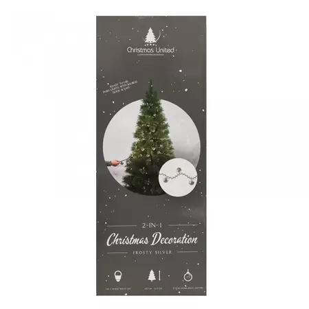 Kerstverlichting met Kerstballen Frosty Silver 14m