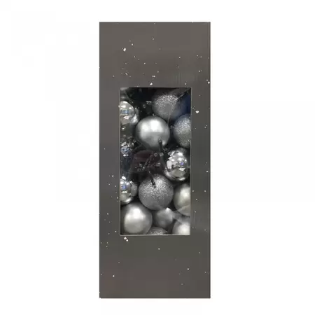 Kerstverlichting met Kerstballen Frosty Silver 14m