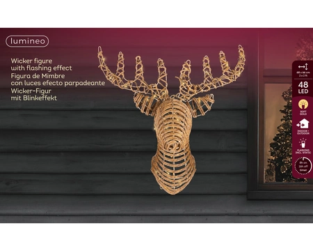 Kerstverlichting Rendierkop Wicker 48 LED 66cm