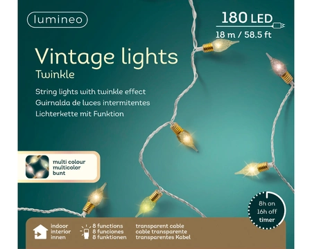 Kerstverlichting Vintage 180 LED 18m Multi
