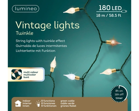 Kerstverlichting Vintage 180 LED 18m Multi Bruin