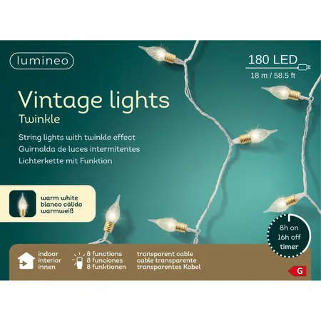 Kerstverlichting Vintage 180 LED 18m Trnsp WW