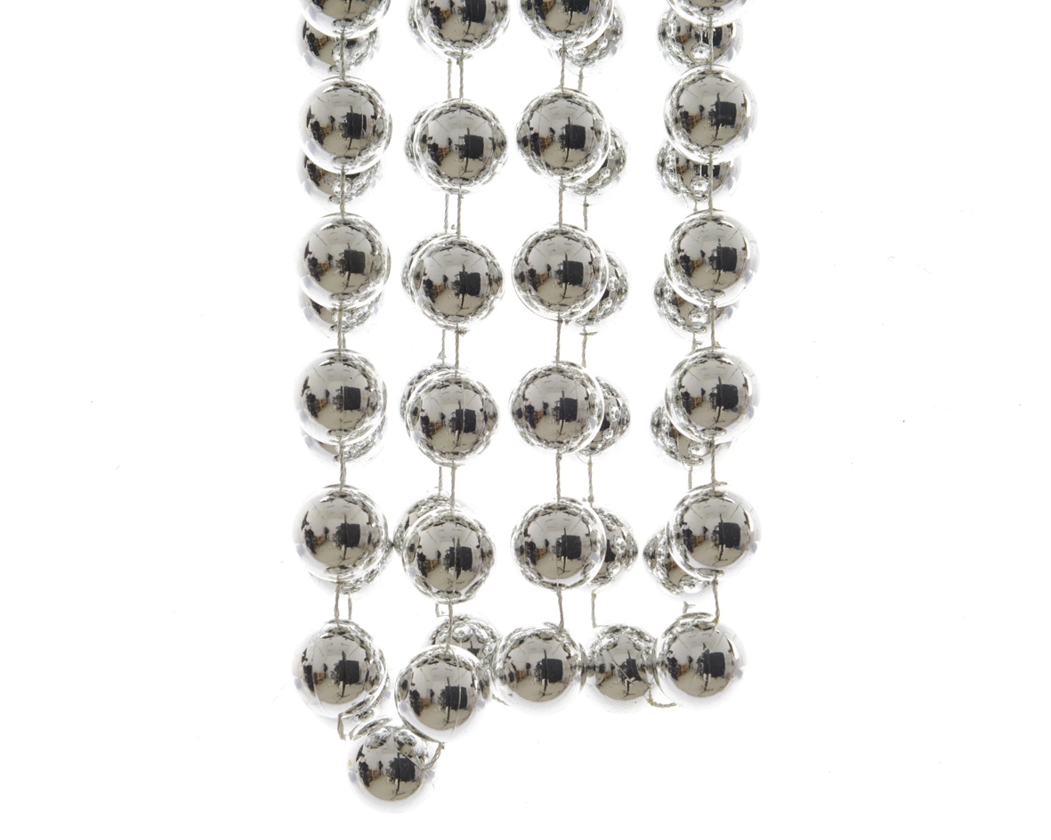 COM-FOUR® 2x parelslinger voor in de kerstboom - kerstboomversiering parellint - kerstversiering - trouwdecoratie - zilver 15 m