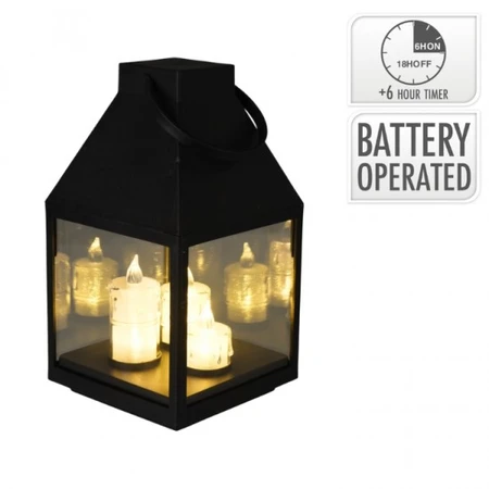 Lantaarn met 3 LED Kaarsen 25cm