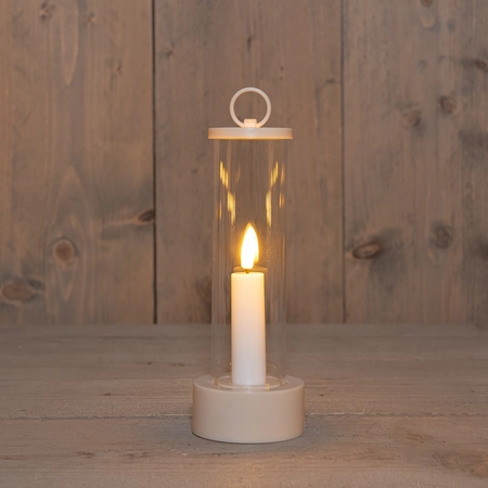 Lantaarn met 3D Kaars 21cm Zand