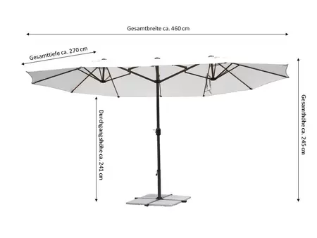 Leco Parasol Ovaal 270x460cm Licht Grijs