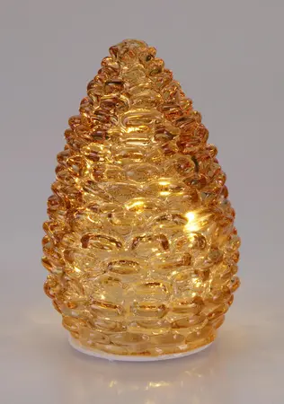 LED Dennenappel Glas 10 LED 15cm Assorti 1st