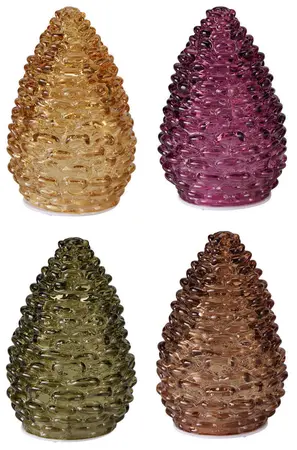 LED Dennenappel Glas 10 LED 15cm Assorti 1st