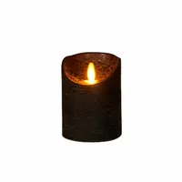 LED Kaars Wax Zwart 10cm