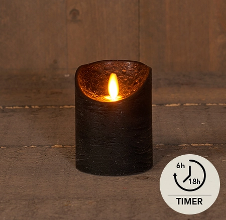 LED Kaars Wax Zwart 10cm