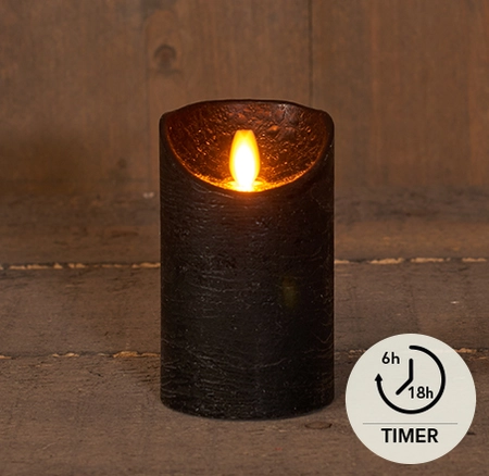 LED Kaars Wax Zwart 12,5cm
