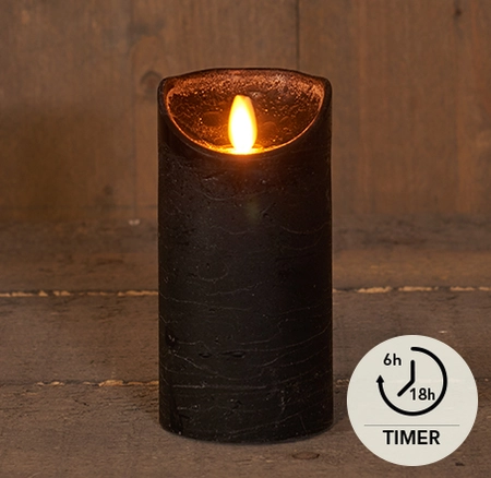 LED Kaars Wax Zwart 15cm