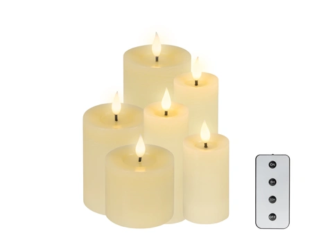 Lumineo LED Kaarsen Wax Beige Set 6st