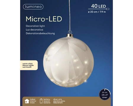 LED Lichtbol 40 LED Ø20cm Frosted Wit