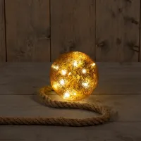 Lichtbol aan Touw 10 LED Ø15cm Goud Folie