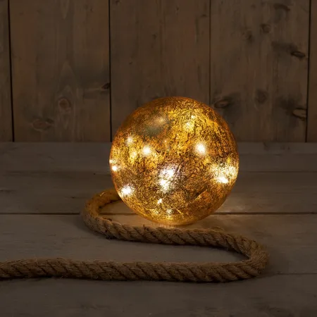 Lichtbol aan Touw 15 LED Ø18cm Goud Folie