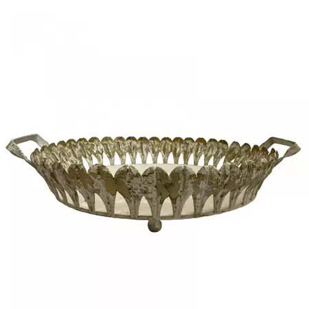 Metalen Schaal Brocante Wit Ø40cm