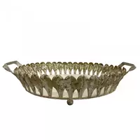 Metalen Schaal Brocante Wit Ø40cm