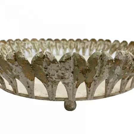 Metalen Schaal Brocante Wit Ø40cm