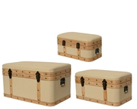 Opbergkist Set Hout Crème 3st