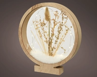 Ornament Hout met Droogbloem 25 LED Rond