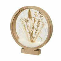 Ornament Hout met Droogbloem 25 LED Rond