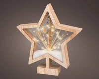 Ornament Hout met Droogbloem 25 LED Ster
