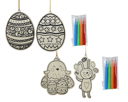 Paasdecoratie Hanger MDF Kleurplaat Assorti 1st