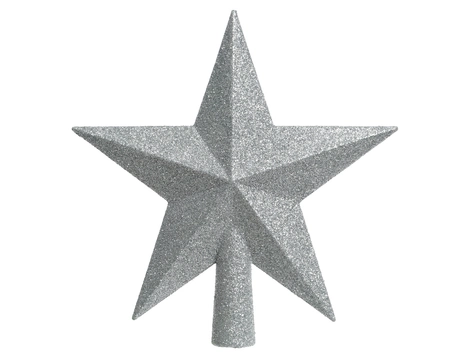 Piek Glitter Ster 19cm Zilver