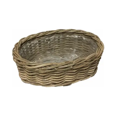 Plantenmand Ovaal Rotan Antiek Grijs 37cm