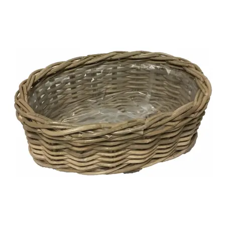 Plantenmand Ovaal Rotan Antiek Grijs 44cm