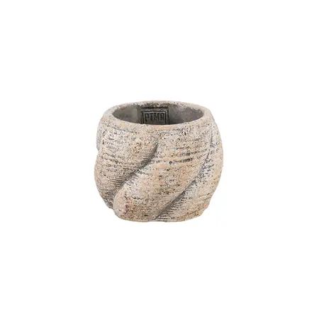PTMD Bloempot Evanthia Taupe Swirl Laag Ø12cm