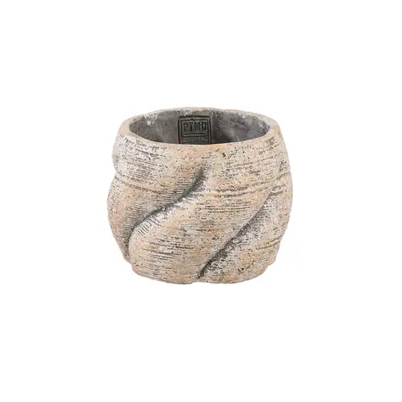 PTMD Bloempot Evanthia Taupe Swirl Laag Ø17cm