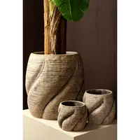 PTMD Bloempot Evanthia Taupe Swirl Laag Ø17cm