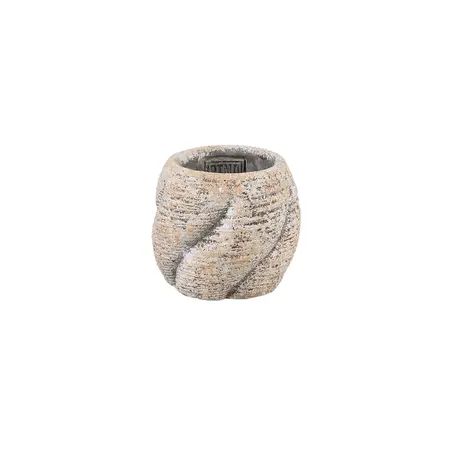 PTMD Bloempot Evanthia Taupe Swirl Laag Ø9cm