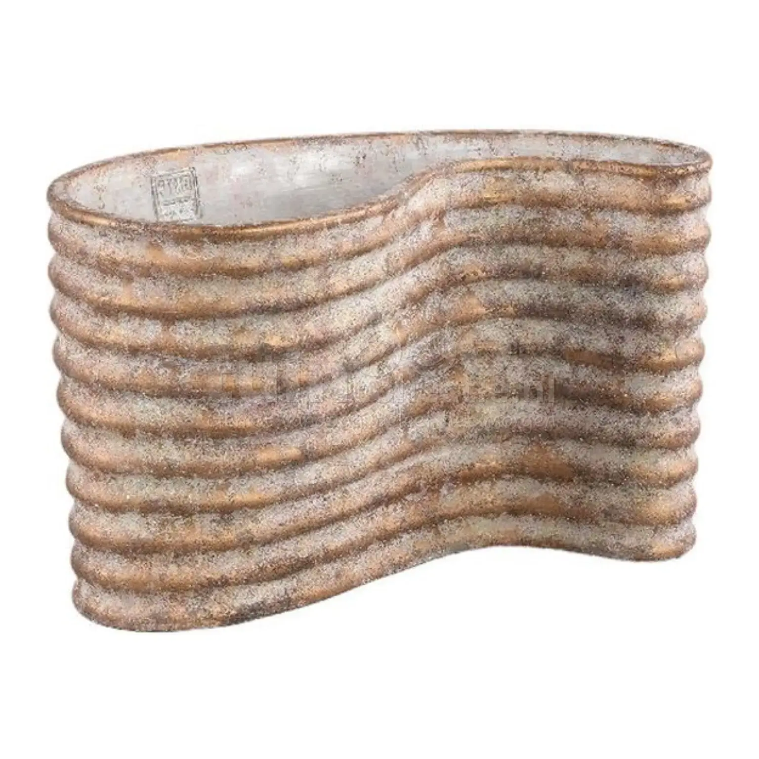 PTMD Bloempot Stelian Organisch Cement Bronze 25cm