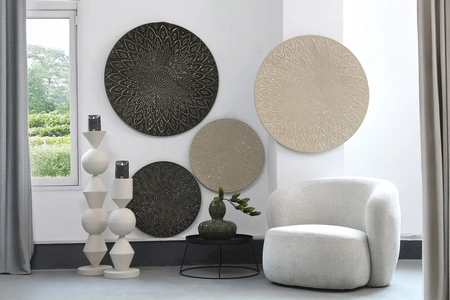 PTMD Wanddecoratie Milagros Metaal Crème Ø90cm