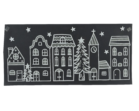 Raamsticker Kersthuisjes Wit 49x23cm