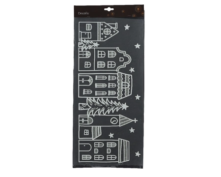 Raamsticker Kersthuisjes Wit 49x23cm