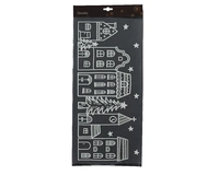 Raamsticker Kersthuisjes Wit 49x23cm