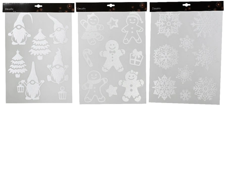 Raamstickers Kerstfiguren Wit Assorti 1st