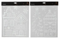 Raamstickers Kersthuisjes Wit Assorti 1st
