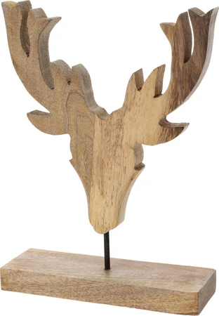 Rendier Ornament op Standaard Hout 28cm