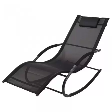 Schommelstoel Lounger met Kussen Zwart