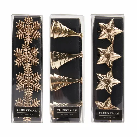 Servetringen Kerstfiguur Metaal Goud Assorti 4st