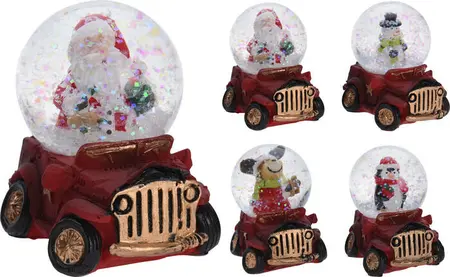 Sneeuwbol Kerstfiguur Auto 7cm Assorti 1st